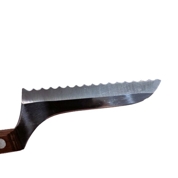 Vintage Hoan Knife Offset Serrated Fine Wood Handle Cheese Slicer Japan - Picture 5 of 6